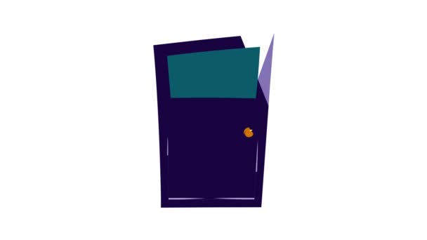 Animación icono puerta violeta — Vídeos de Stock