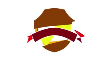 Kırmızı kurdele simgesi animasyonlu altın kalkan