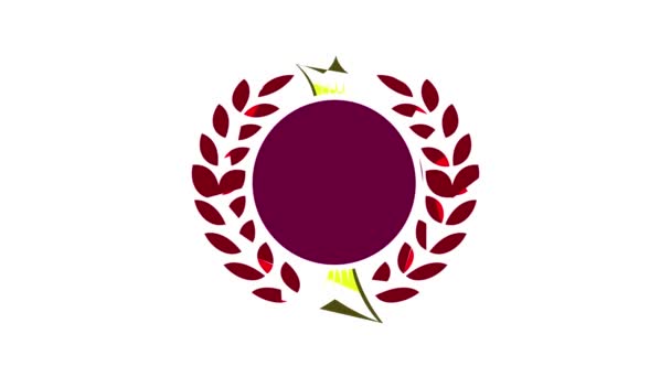 Emblema redondo com coroa e louro ícone animação — Vídeo de Stock
