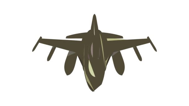 Militair vliegtuig pictogram animatie — Stockvideo