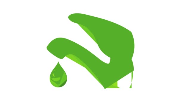 Eco acqua dal rubinetto icona animazione — Video Stock