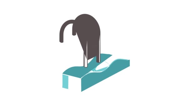 Stairs of the swimming pool icon animation — Stock Video