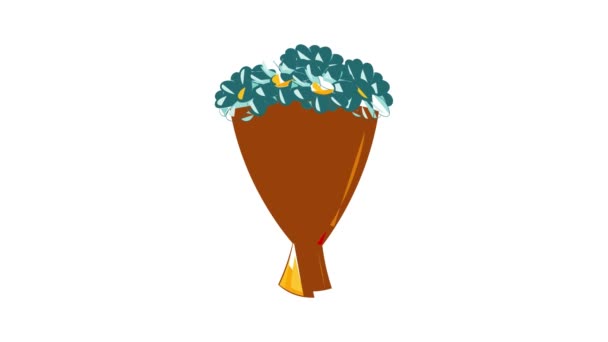 Bouquet of flowers icon animation — Stock Video