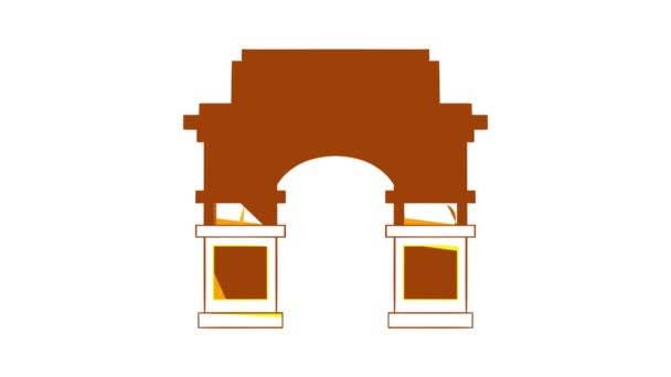 India Gate, New Delhi pictogram animatie — Stockvideo