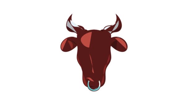 Indian cow icon animation — Stock Video