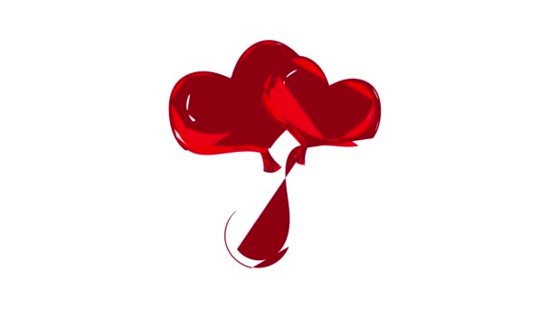 Red heart balloons icon animation — Stock Video