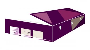 İki kapı simgesi içeren sanayi deposu