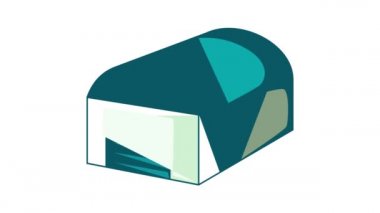 Yarı dairesel çatı simgesi animasyonlu bir hangar