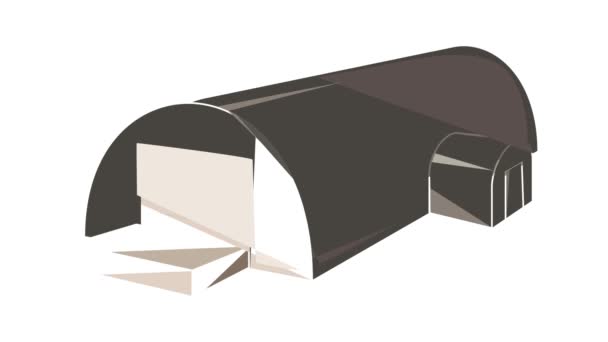 Metal semicircular hangar icono de animación — Vídeo de stock