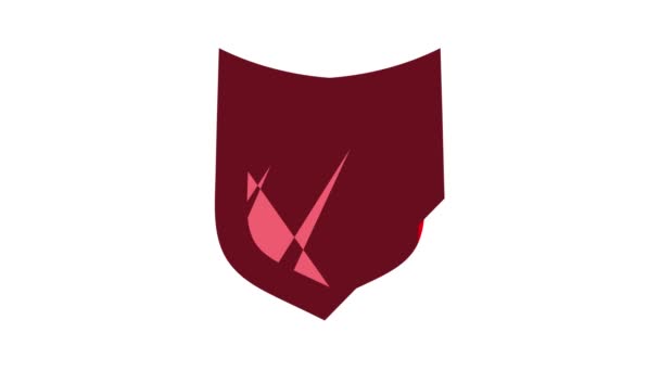 Vermelho ícone de escudo em branco animação — Vídeo de Stock