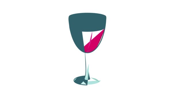Glass of red wine icon animation — Stock Video