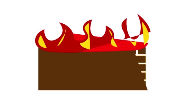 Parede de tijolo no ícone de fogo animação — Vídeo de Stock