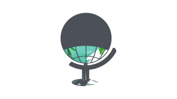 Terrestrial globe pictogram animatie — Stockvideo