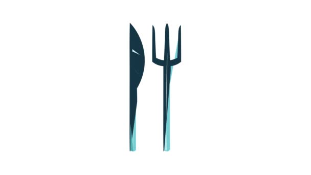 Анимация иконок ножа и вилки — стоковое видео
