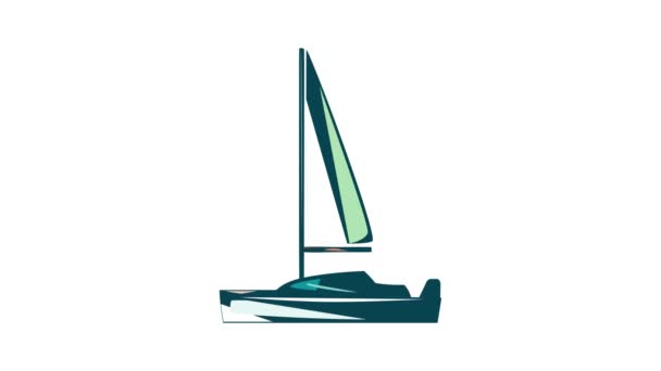 Yacht s ikonou animace plachet — Stock video