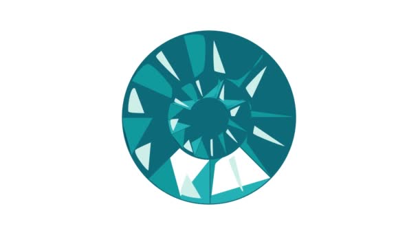 Abstrato azul forma redonda ícone animação — Vídeo de Stock