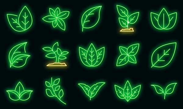 Basil icons set vector neon —  Vetores de Stock