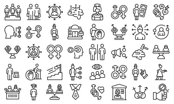 Los iconos estereotipados establecen el vector de contorno. Descriminación mayor — Archivo Imágenes Vectoriales