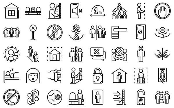 Avoid contact icons set outline vector. Handle touch — Vetor de Stock