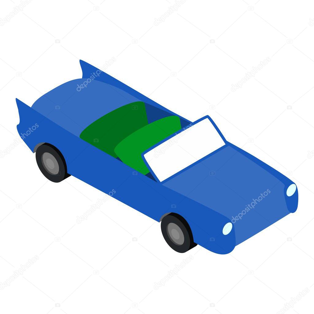 Cabriolet icon isometric vector. Blue roofless cabriolet car
