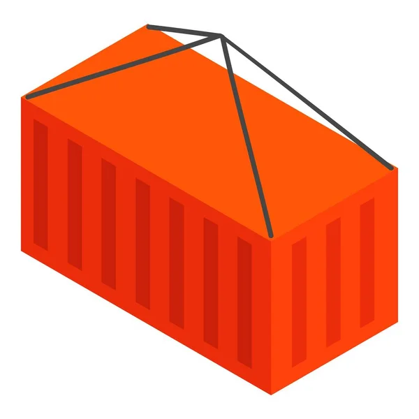 Cargo container icon isometric vector. Red closed metal container icon — Stock Vector