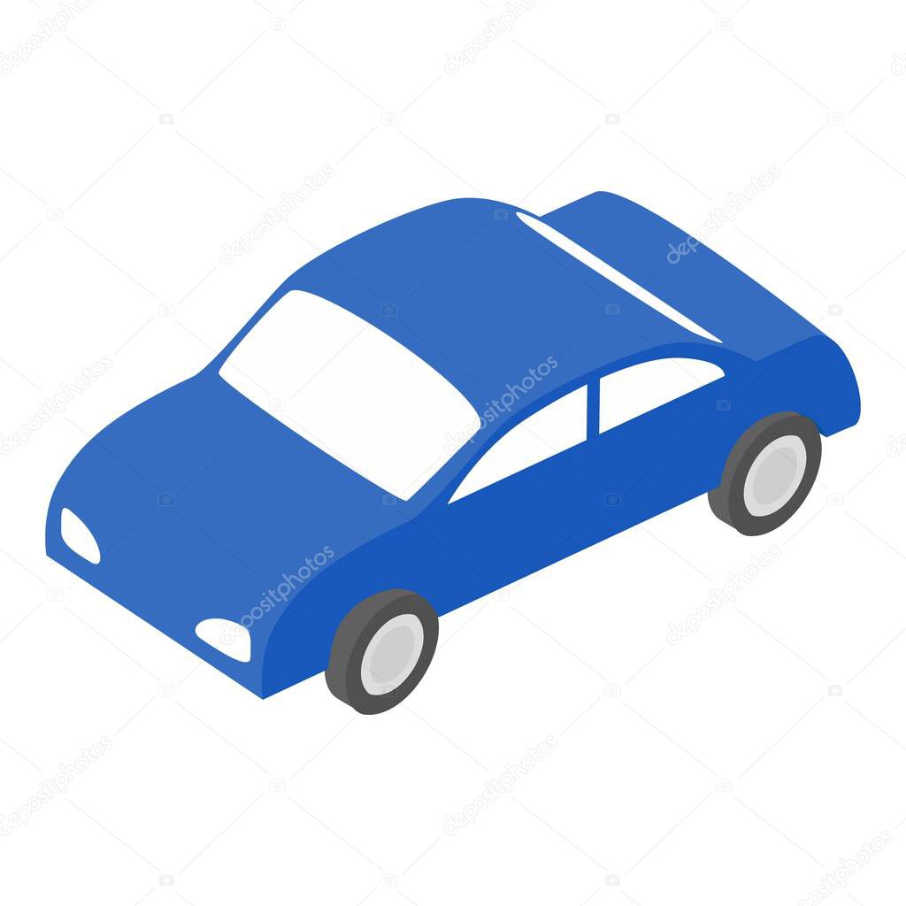Car icon isometric vector. Blue passenger car icon