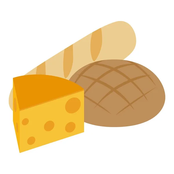 Icono del producto de granja vector isométrico. Pan crujiente y cheeze piece — Archivo Imágenes Vectoriales