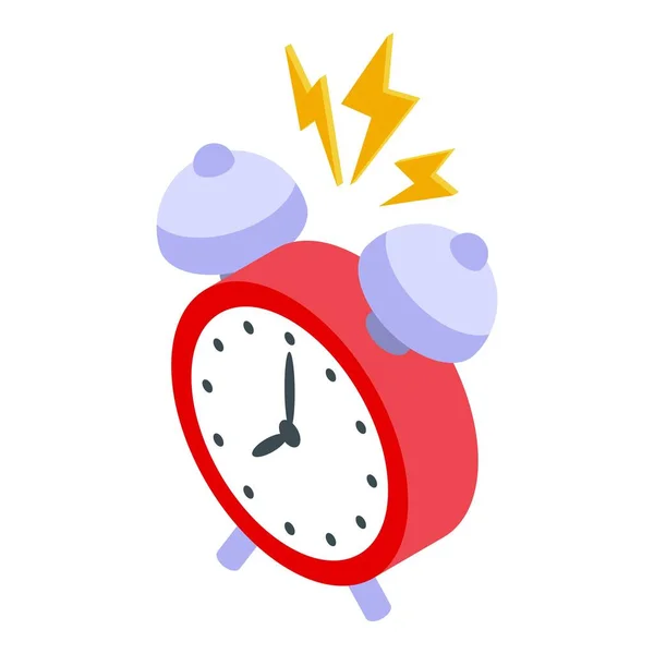 Clásico icono de reloj despertador vector isométrico. Hora de la mañana — Vector de stock