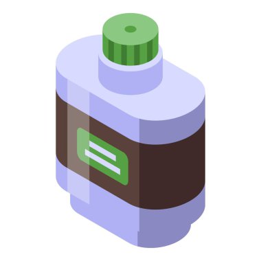 Su matarası izometrik vektörü. Deri şişe.