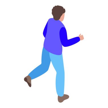 Tahliye ikonu izometrik vektörü çalıştırılıyor. Yangın çıkışı.