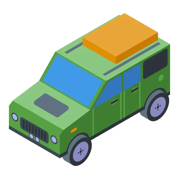 Ícone de jipe safari verde vetor isométrico. Carro 4x4 — Vetor de Stock