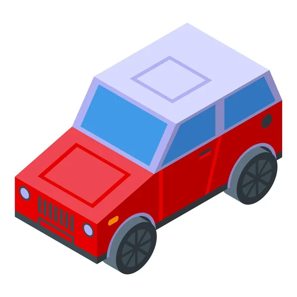 Vettore isometrico icona jeep safari rosso. Auto fuoristrada — Vettoriale Stock
