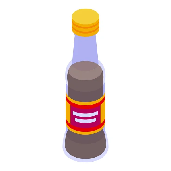 Icono completo botella de soja vector isométrico. Salsa japonesa — Vector de stock