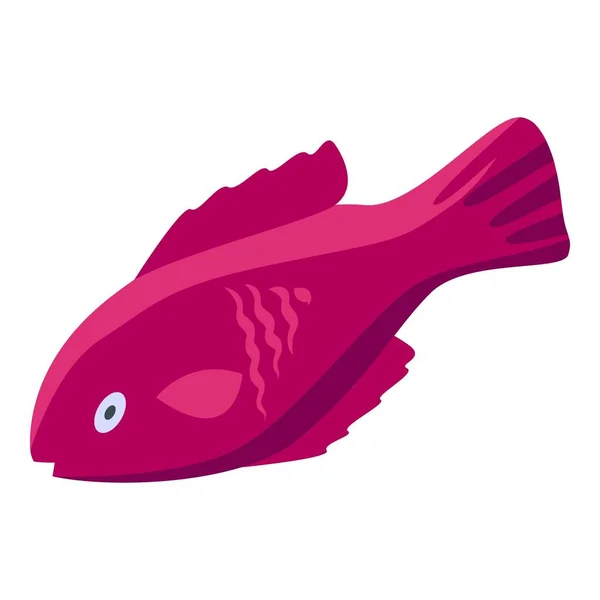 Pink fish icon isometric vector. Sea cute fish — Stock Vector