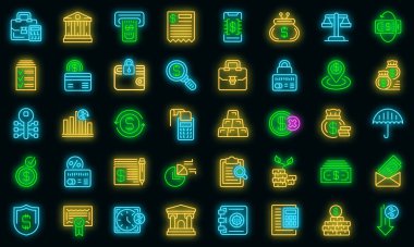 Banka simgeleri vektör neonu belirledi