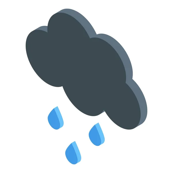 Ikona černého dešťového mraku izometrický vektor. Deštivý vítr — Stockový vektor