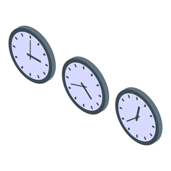 Clock jet lag pictogram isometrische vector. Tijdsvertraging — Stockvector