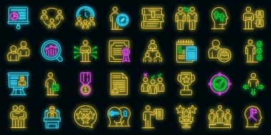 Danışman simgeleri vektör neonunu ayarla