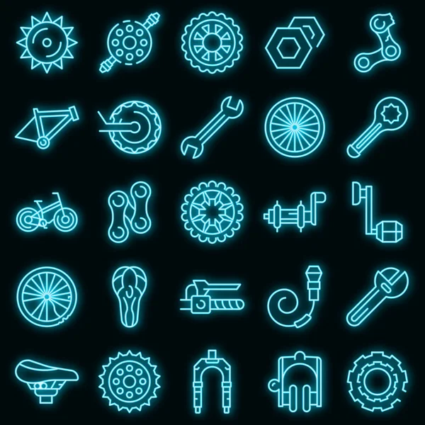 Fietsreparatie pictogrammen set vector neon — Stockvector