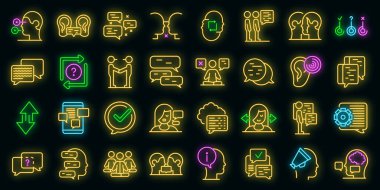 Tartışma simgeleri vektör neonunu ayarla