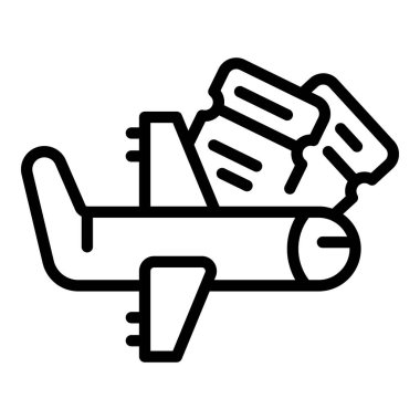 Uçak bileti ikonu ana hat vektörü. Havayolu kartı.