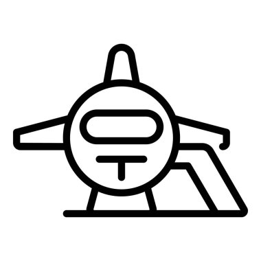 Uçak ikon ana hat vektöründe. Uçak uçuşu