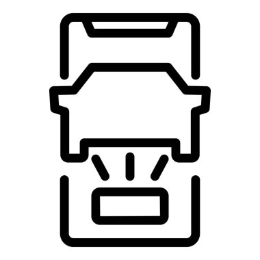 Akıllı telefon araba kontrol ikonu ana hatları vektörü. Mobil park