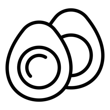 Haşlanmış yumurta ikonu ana hatları vektörü. Yarım kahvaltı.