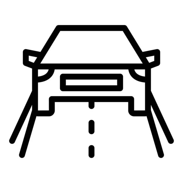 Voiture sur l'icône de l'autoroute contour vecteur. Conduite routière — Image vectorielle