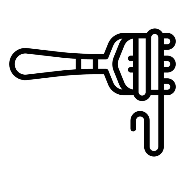 Vecteur de contour d'icône de pâtes fourchues. Nouille spaghetti — Image vectorielle