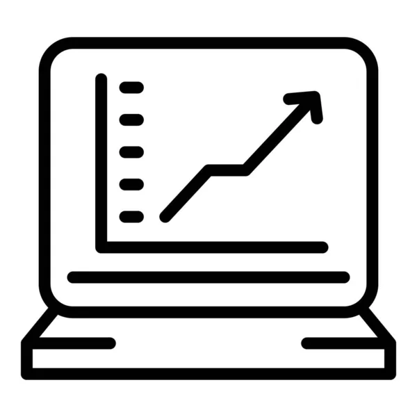 Portátil icono comerciante contorno vector. Financiación de acciones — Vector de stock