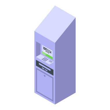ATM ikonu izometrik vektörü. İş ödemesi