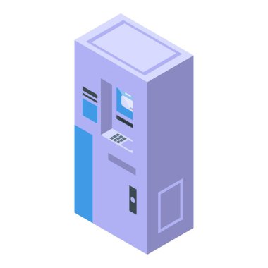 Nakit ATM ikonu izometrik vektörü. Banka kartı.