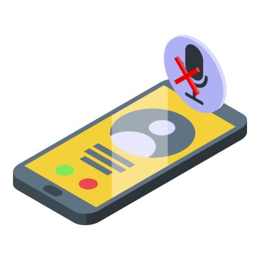 Yasaklı akıllı telefon ikonu izometrik vektörü. Kullanıcı kara listesi